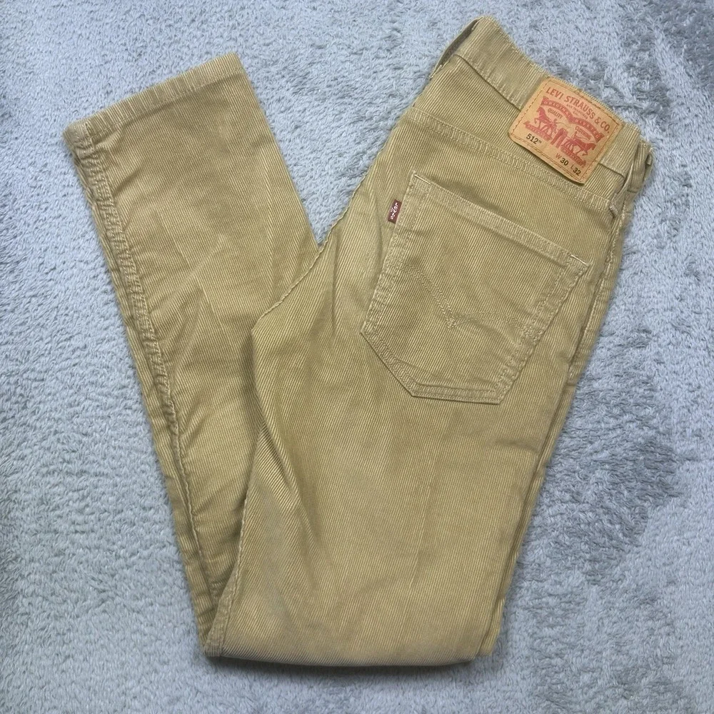 Levis 512 Pants Mens 30x32* Khaki Slim Tapered Micro‎ Corduroy Stretch 5 Pocket